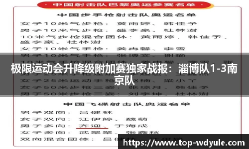 极限运动会升降级附加赛独家战报：淄博队1-3南京队